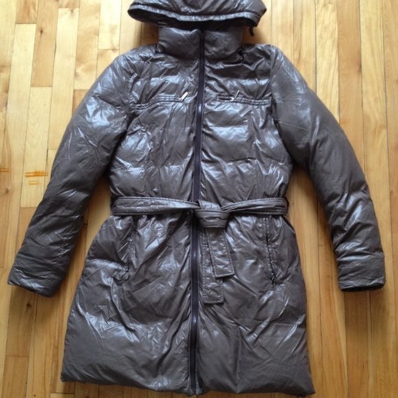 Long brown reversible puffer coat - size S - Picture 6 of 8